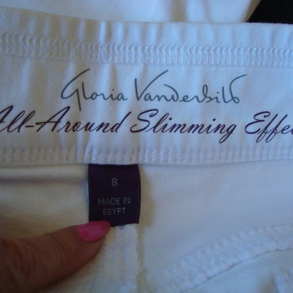 NWT Gloria Vanderbilt Avery Pull On Skimmer Mid-Rise Capris White sz 8 - Picture 10 of 13